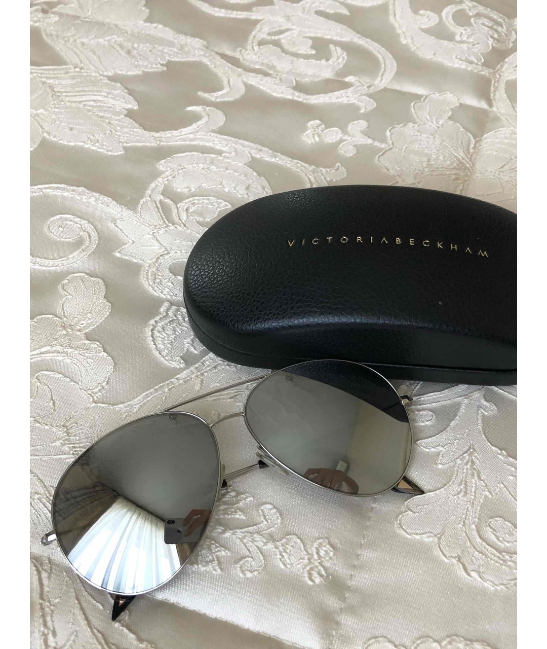 VICTORIA BECKHAM Серебряные металлические солнцезащитные очки, фото 4