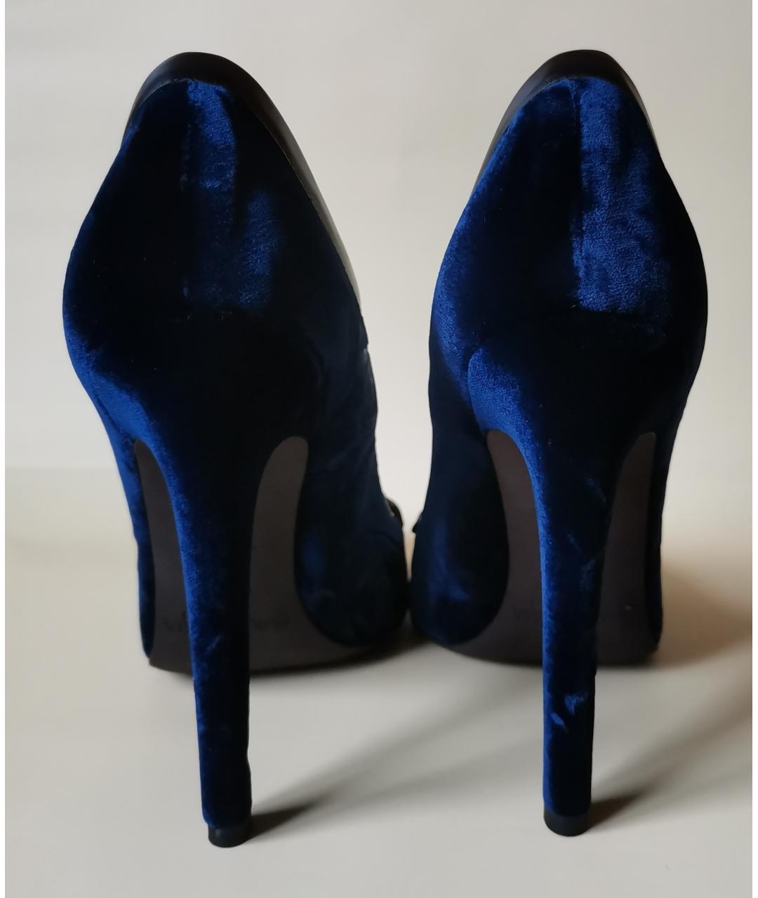 GIAMBATTISTA VALLI Темно-синие бархатные туфли, фото 4