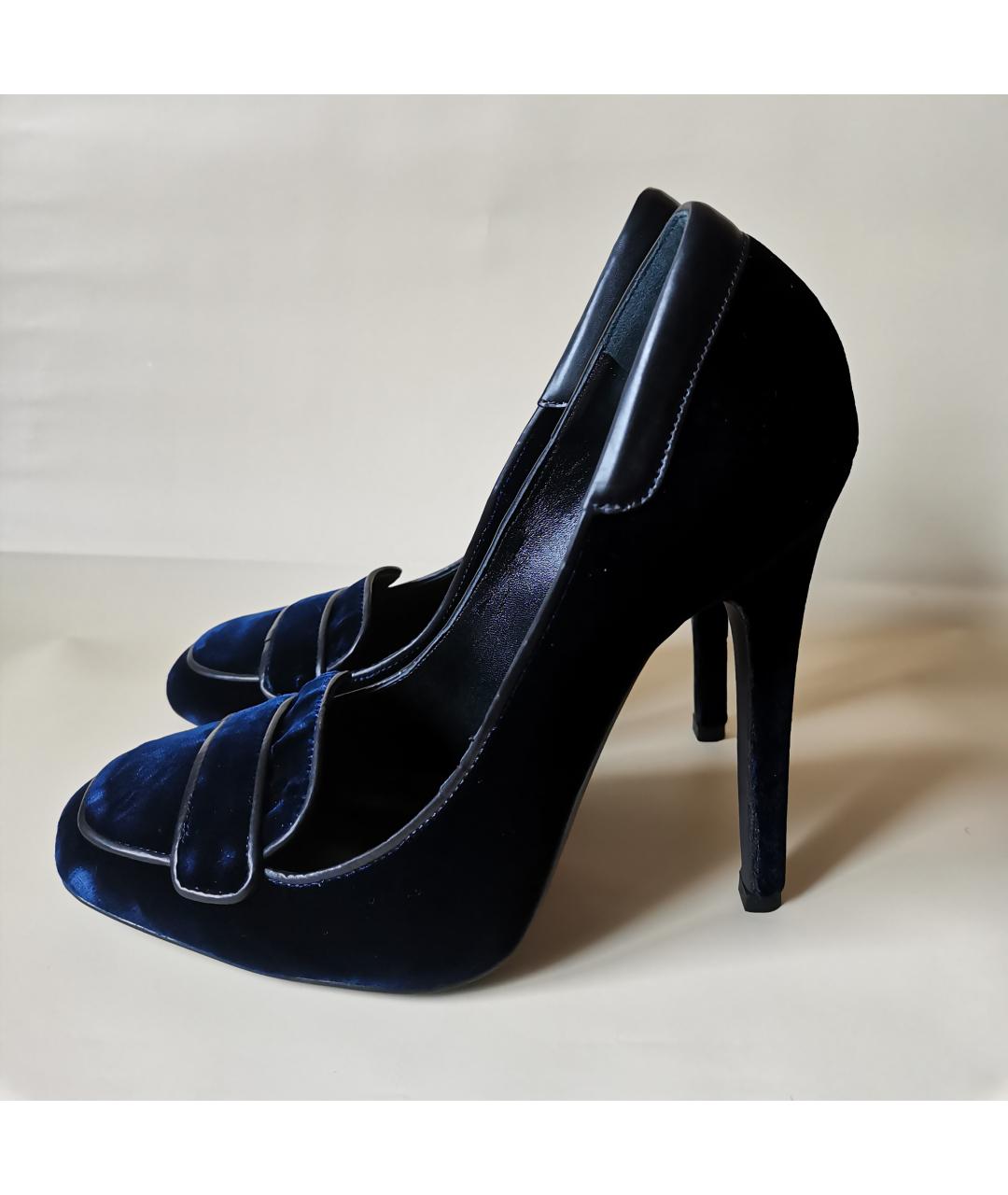 GIAMBATTISTA VALLI Темно-синие бархатные туфли, фото 6