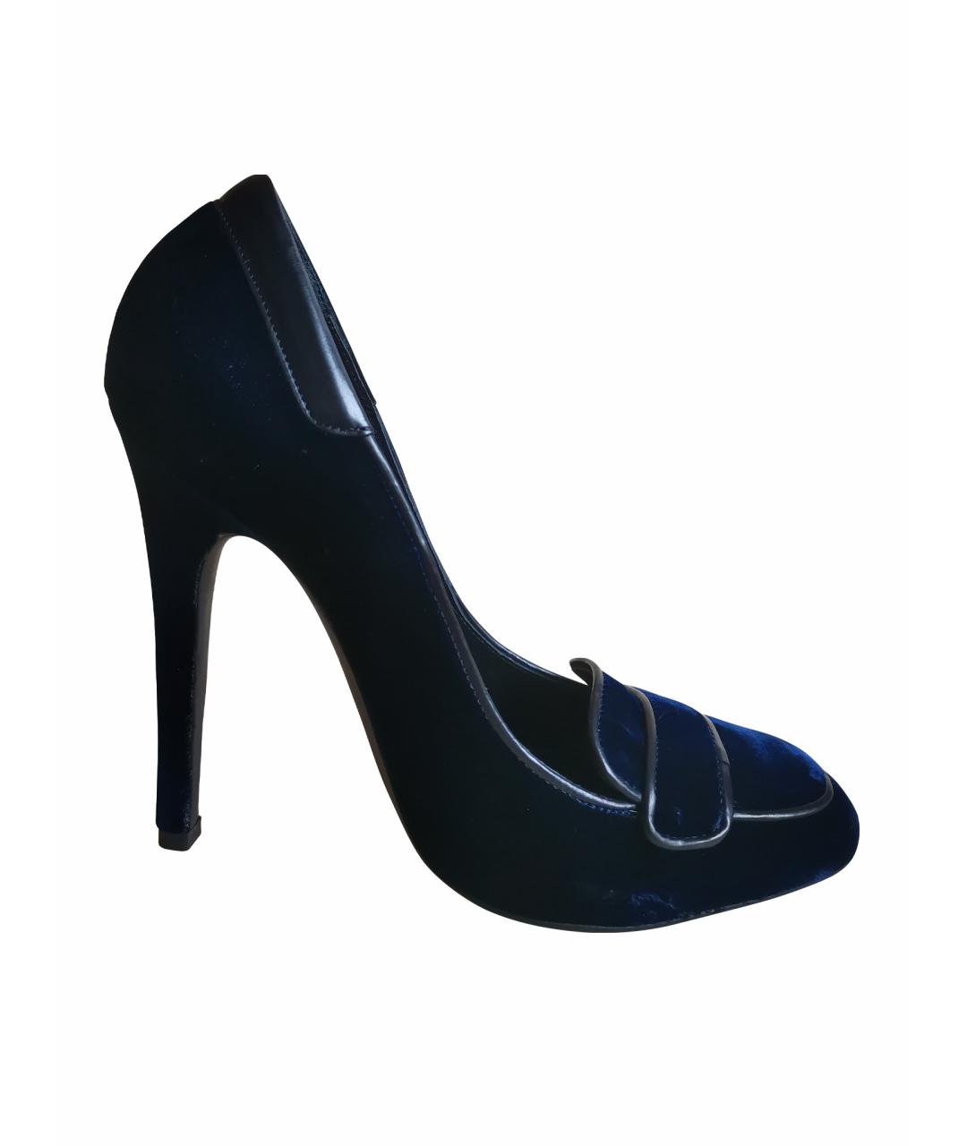 GIAMBATTISTA VALLI Темно-синие бархатные туфли, фото 1