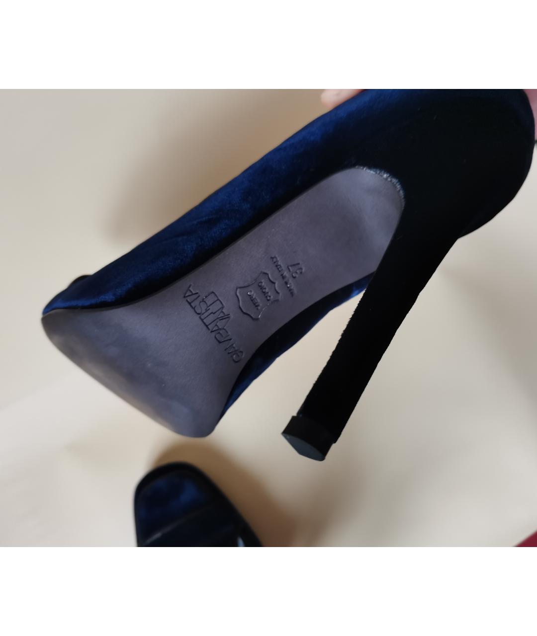 GIAMBATTISTA VALLI Темно-синие бархатные туфли, фото 9