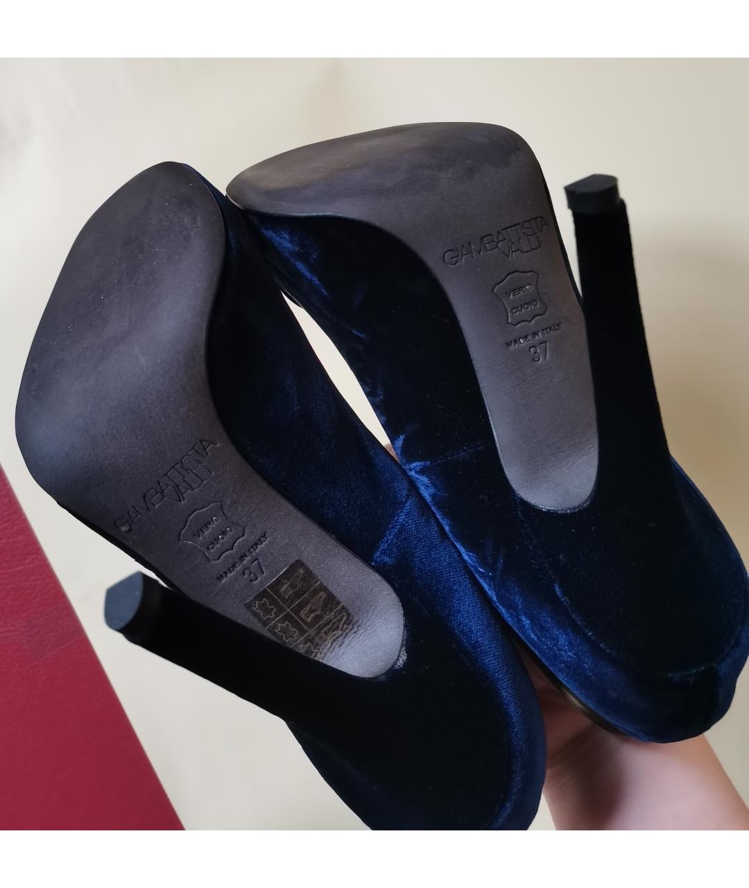 GIAMBATTISTA VALLI Темно-синие бархатные туфли, фото 5