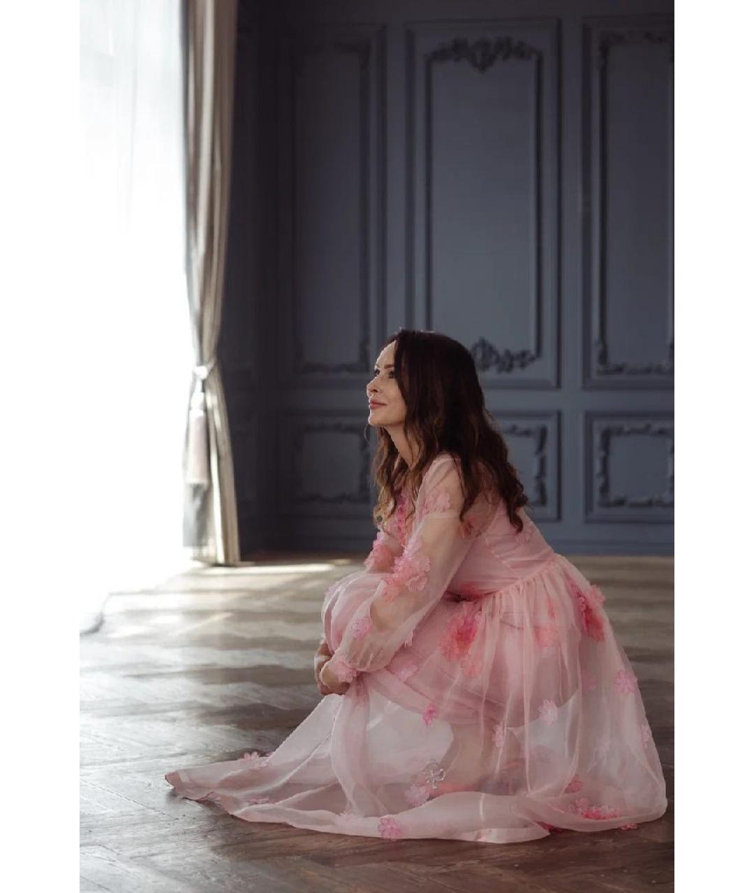 RED VALENTINO Розовое шелковое вечернее платье, фото 8