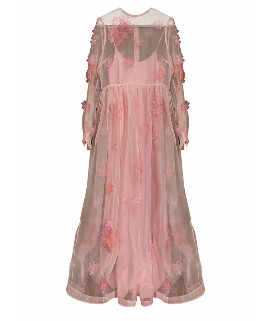 RED VALENTINO Розовое шелковое вечернее платье, фото 1