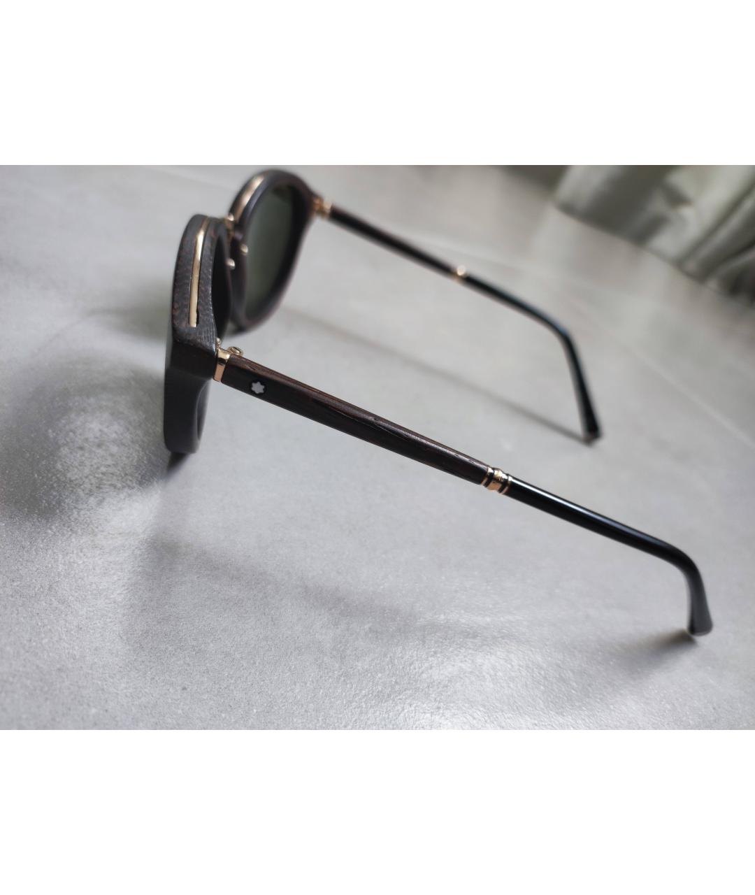 MONTBLANC Коричневые деревянные солнцезащитные очки, фото 3