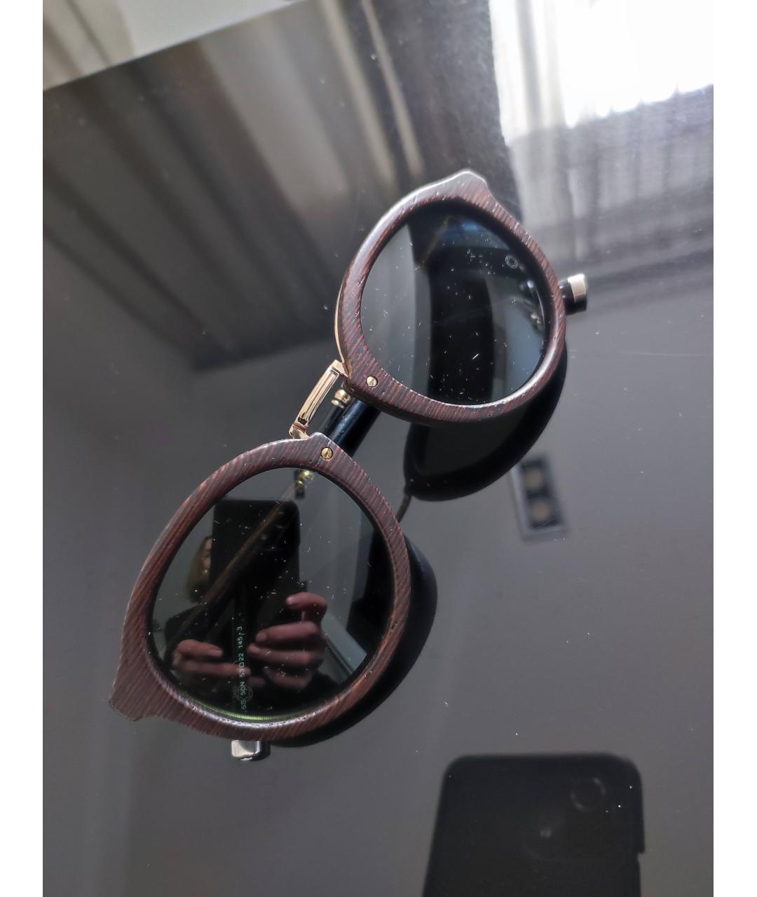 MONTBLANC Коричневые деревянные солнцезащитные очки, фото 5
