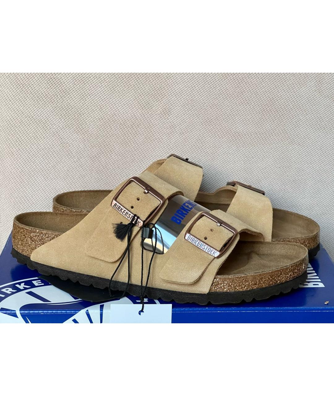 BIRKENSTOCK Бежевые замшевые сандалии, фото 4