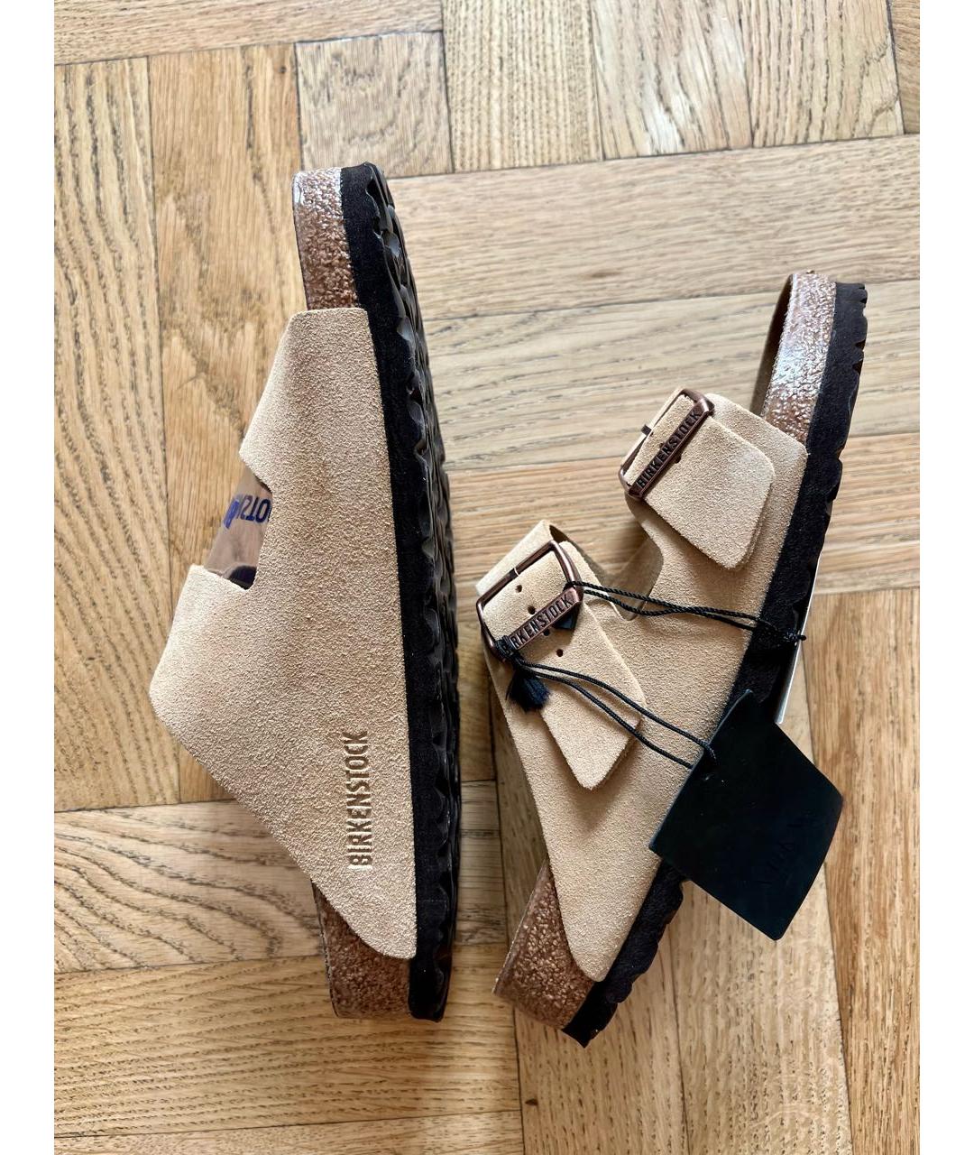 BIRKENSTOCK Бежевые замшевые сандалии, фото 3