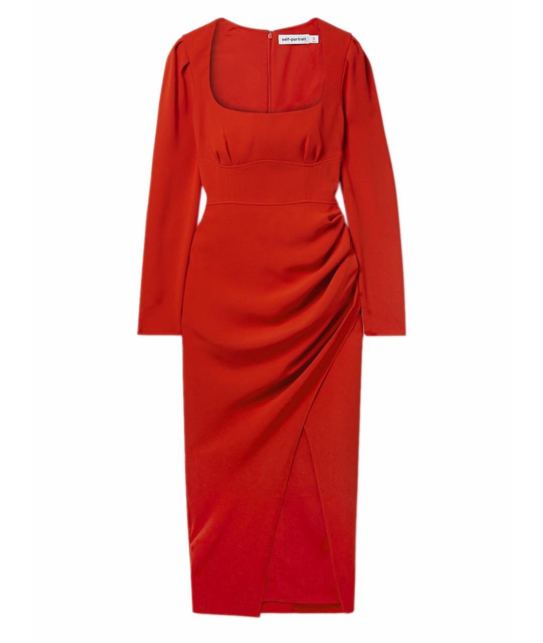 SELF-PORTRAIT Красное креповое коктейльное платье, фото 1
