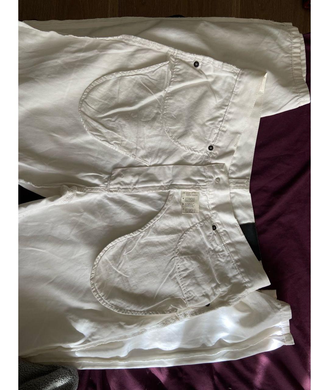 VERSACE Белые хлопковые классические брюки, фото 3