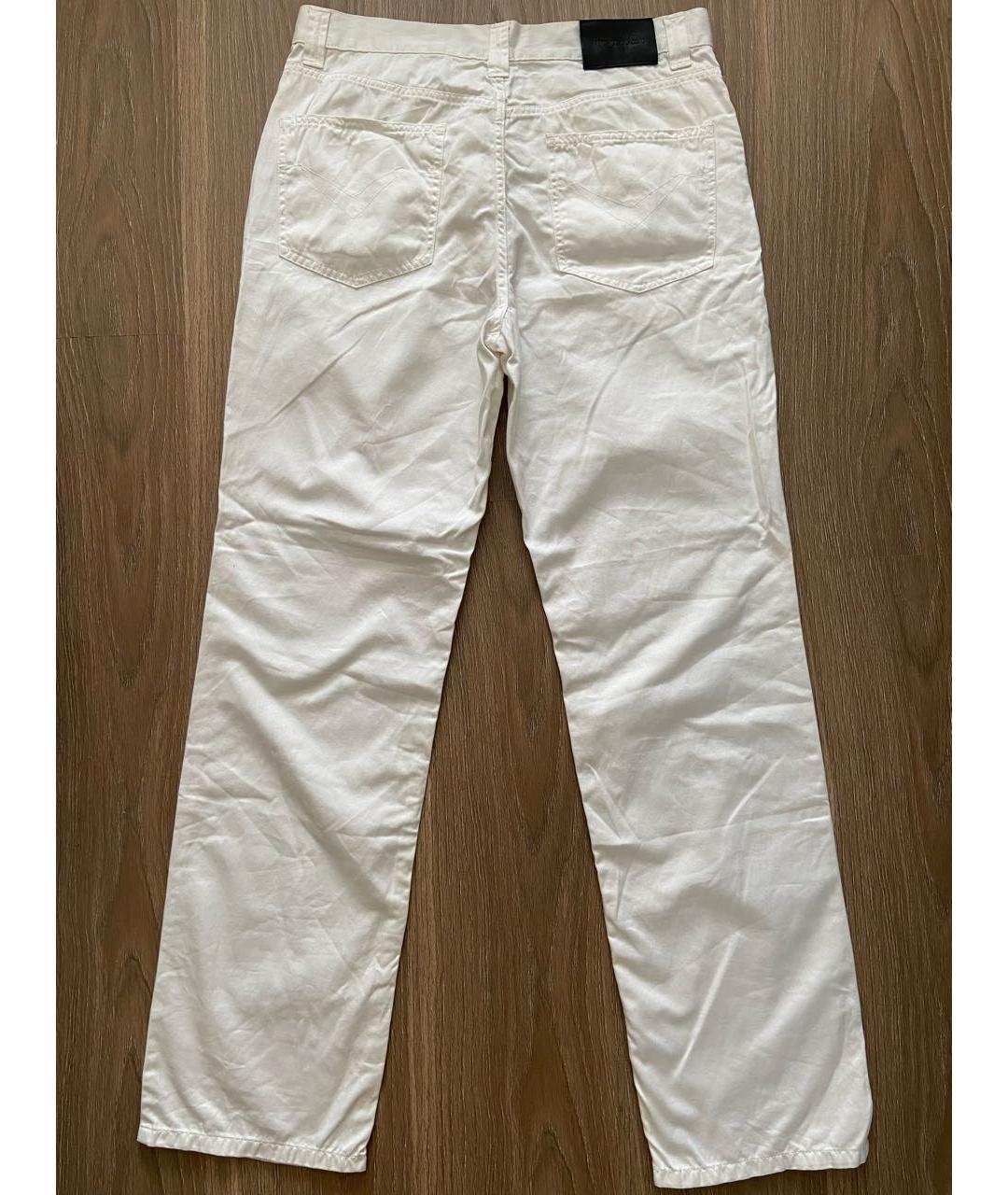 VERSACE Белые хлопковые классические брюки, фото 2