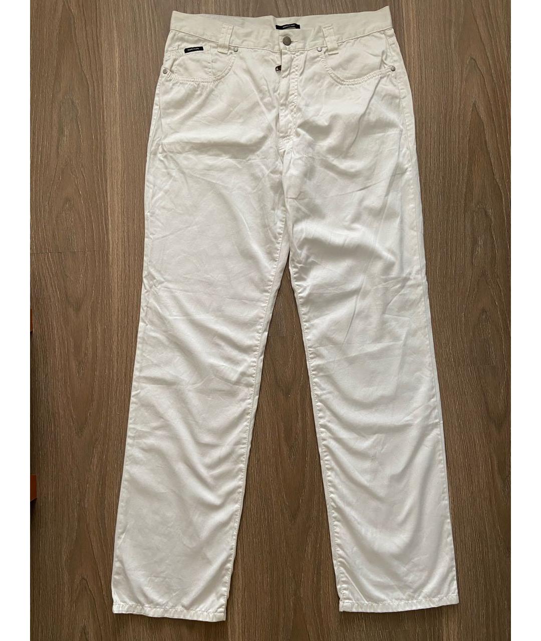 VERSACE Белые хлопковые классические брюки, фото 9