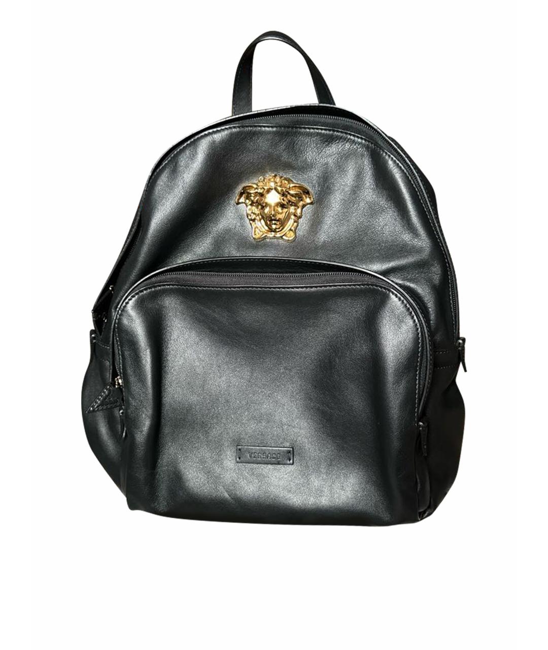 VERSACE Черный кожаный рюкзак, фото 1