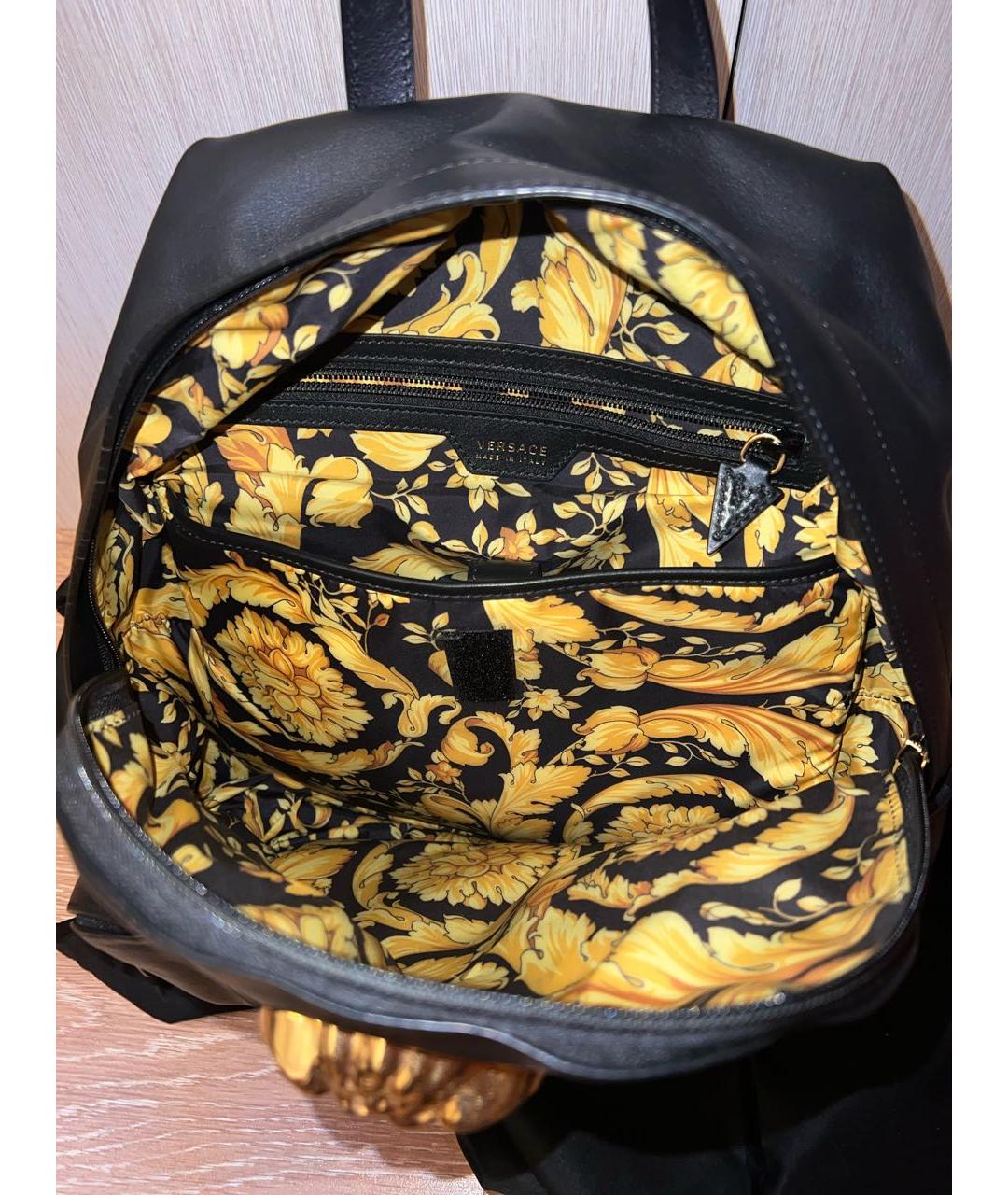 VERSACE Черный кожаный рюкзак, фото 4
