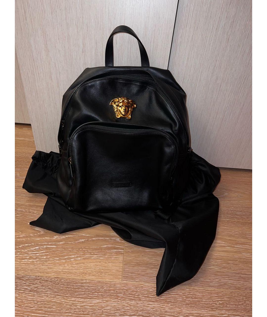 VERSACE Черный кожаный рюкзак, фото 2