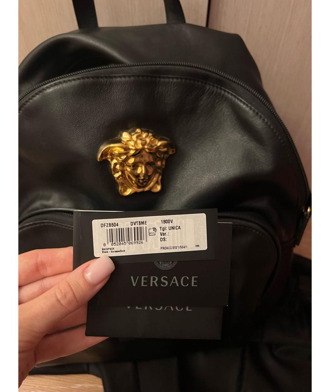 VERSACE Черный кожаный рюкзак, фото 6