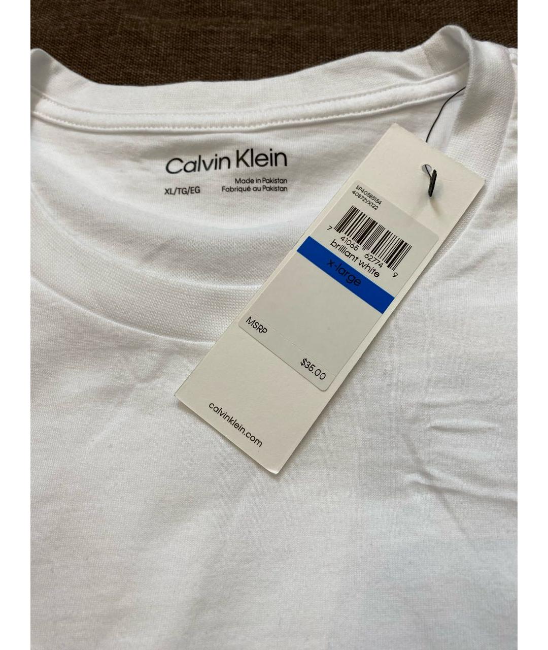 CALVIN KLEIN Белая хлопковая футболка, фото 5