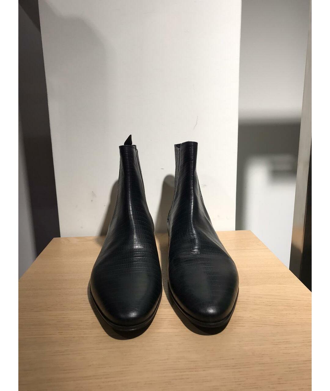 SAINT LAURENT Черные кожаные высокие ботинки, фото 2