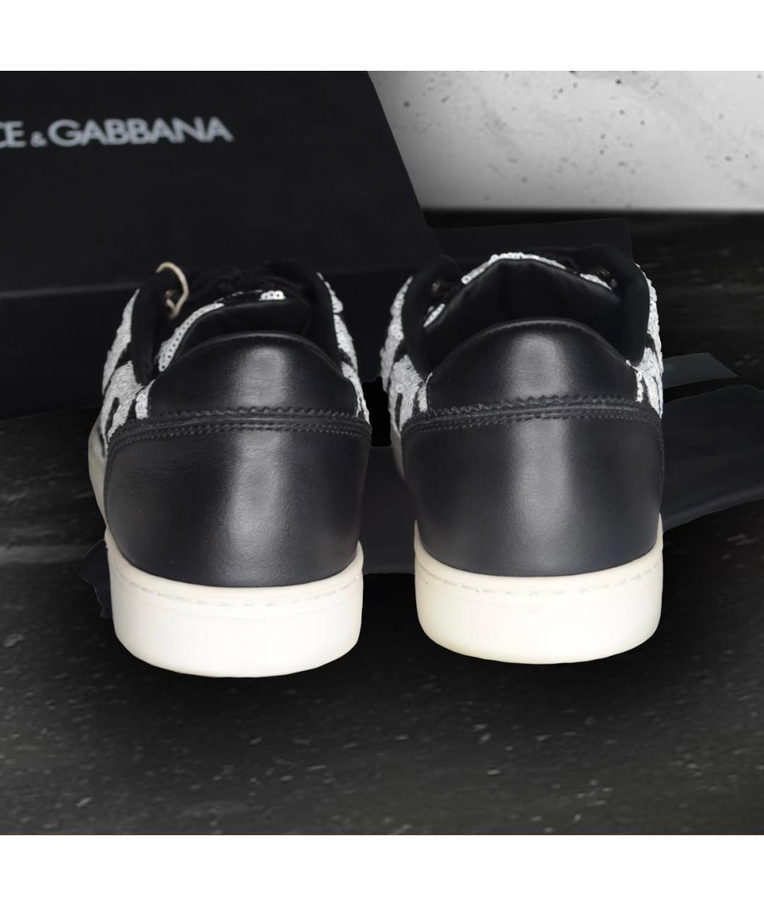 DOLCE&GABBANA Черные кожаные низкие кроссовки / кеды, фото 5