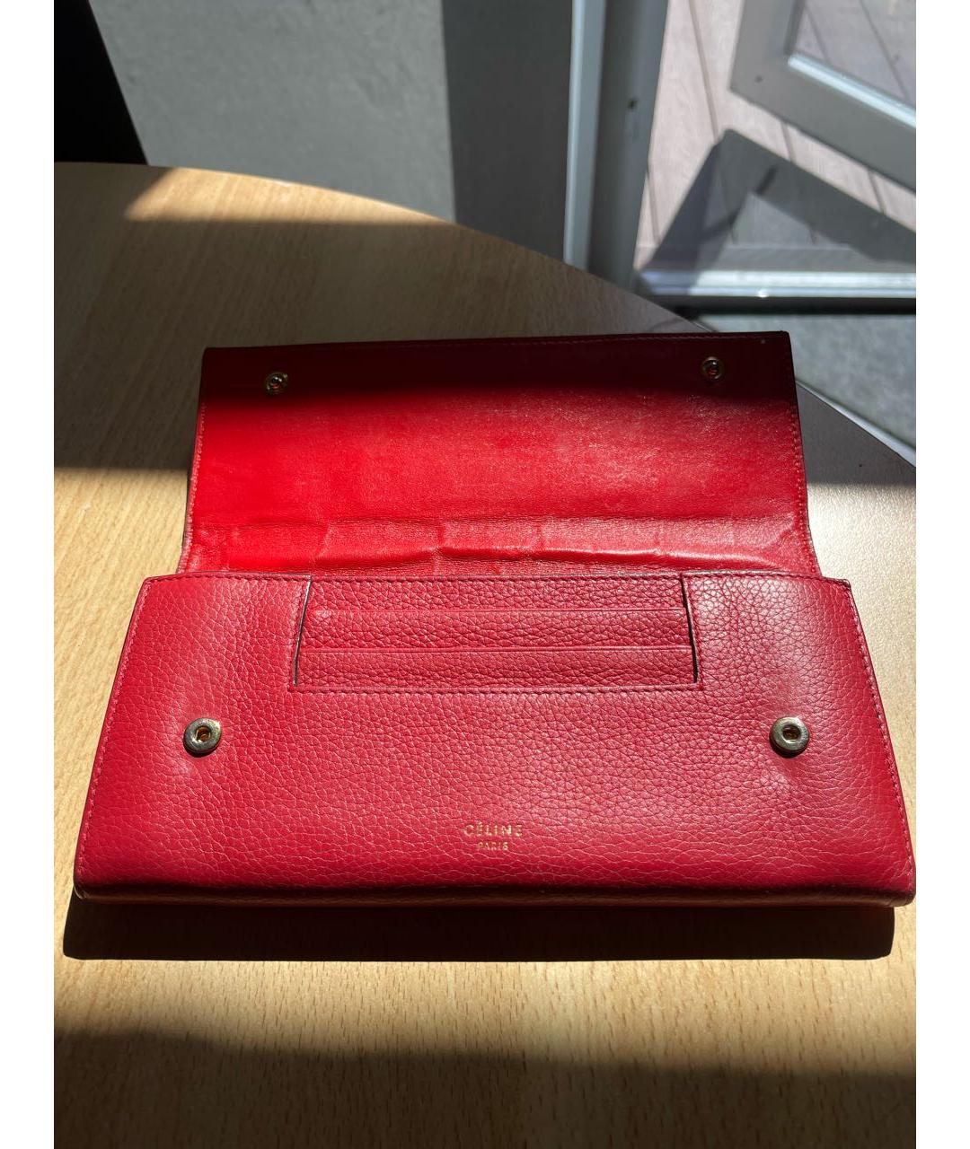 CELINE Красный кожаный кошелек, фото 4