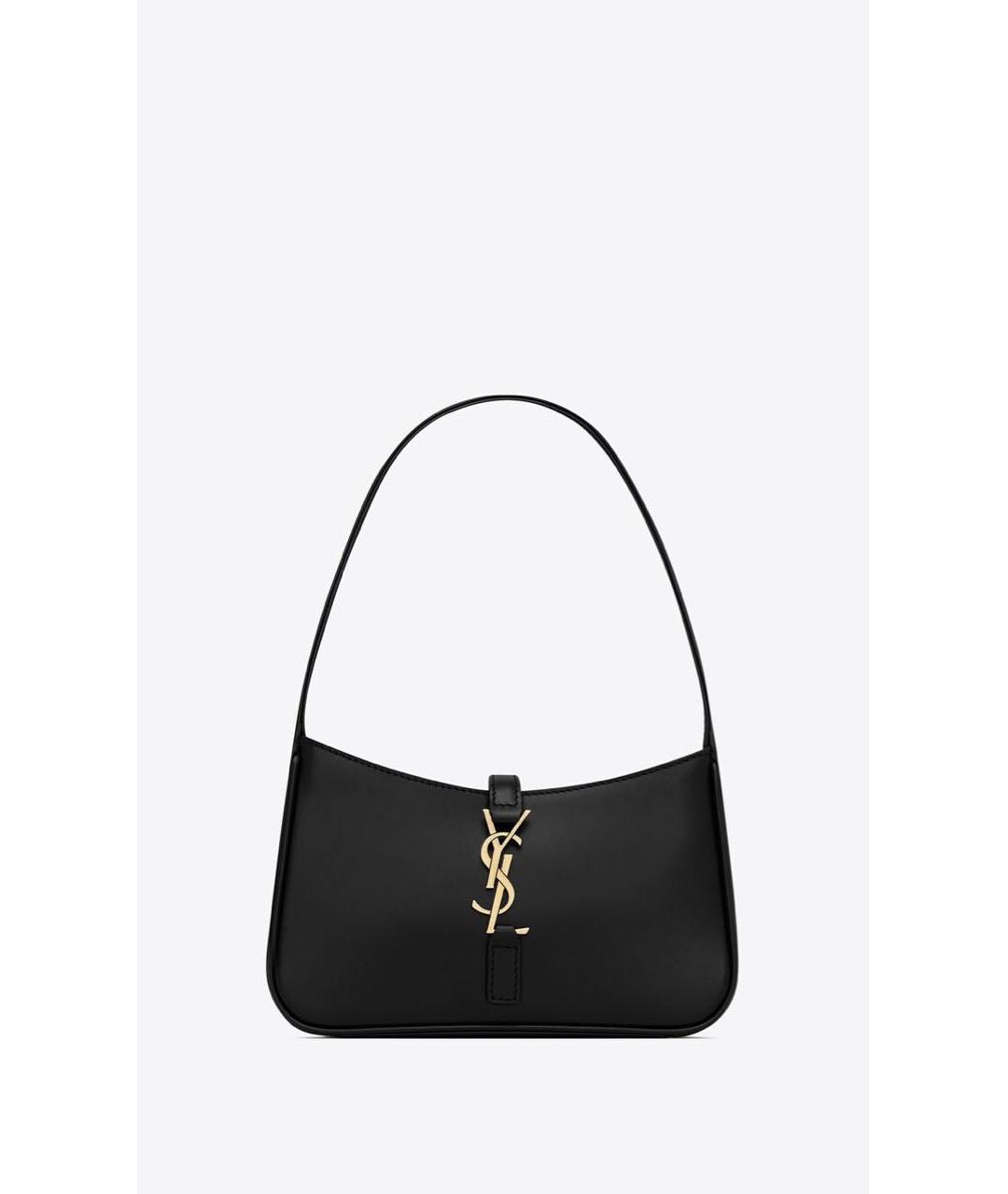 SAINT LAURENT Черная кожаная сумка с короткими ручками, фото 2
