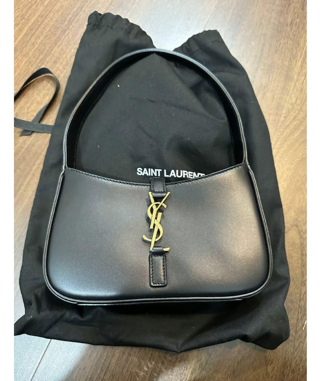 SAINT LAURENT Черная кожаная сумка с короткими ручками, фото 6