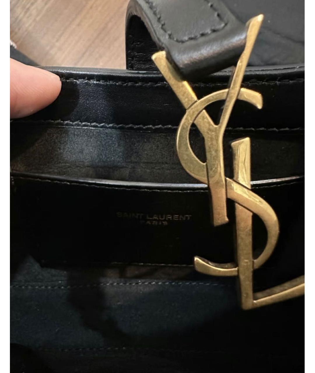 SAINT LAURENT Черная кожаная сумка с короткими ручками, фото 8