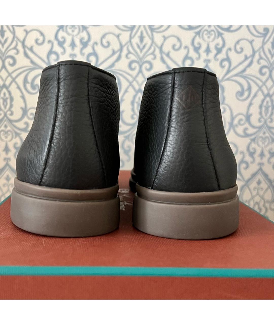 LORO PIANA Черные кожаные ботинки, фото 2