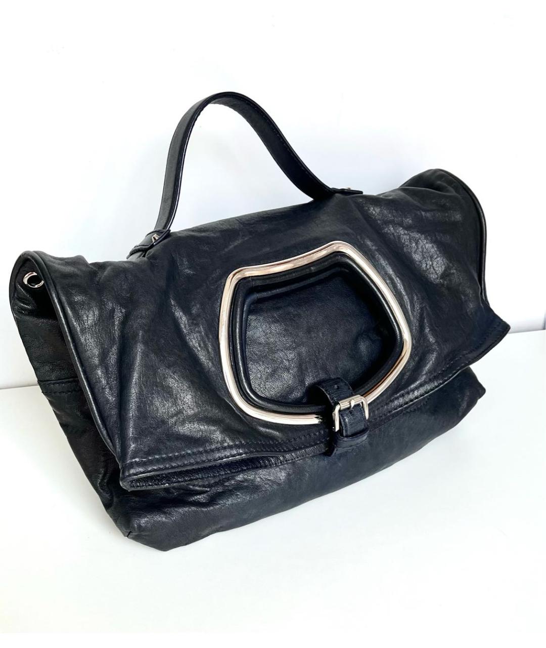 BALENCIAGA Темно-синяя кожаная сумка с короткими ручками, фото 4