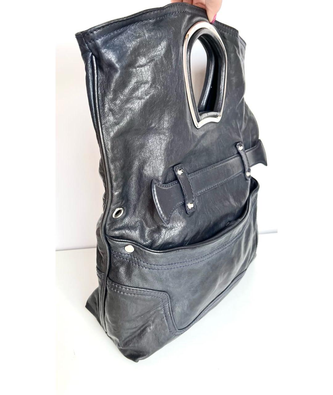 BALENCIAGA Темно-синяя кожаная сумка с короткими ручками, фото 7