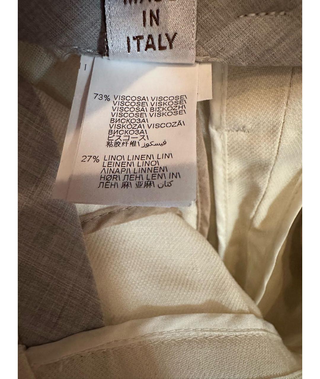 BRUNELLO CUCINELLI Бежевые льняные брюки широкие, фото 5