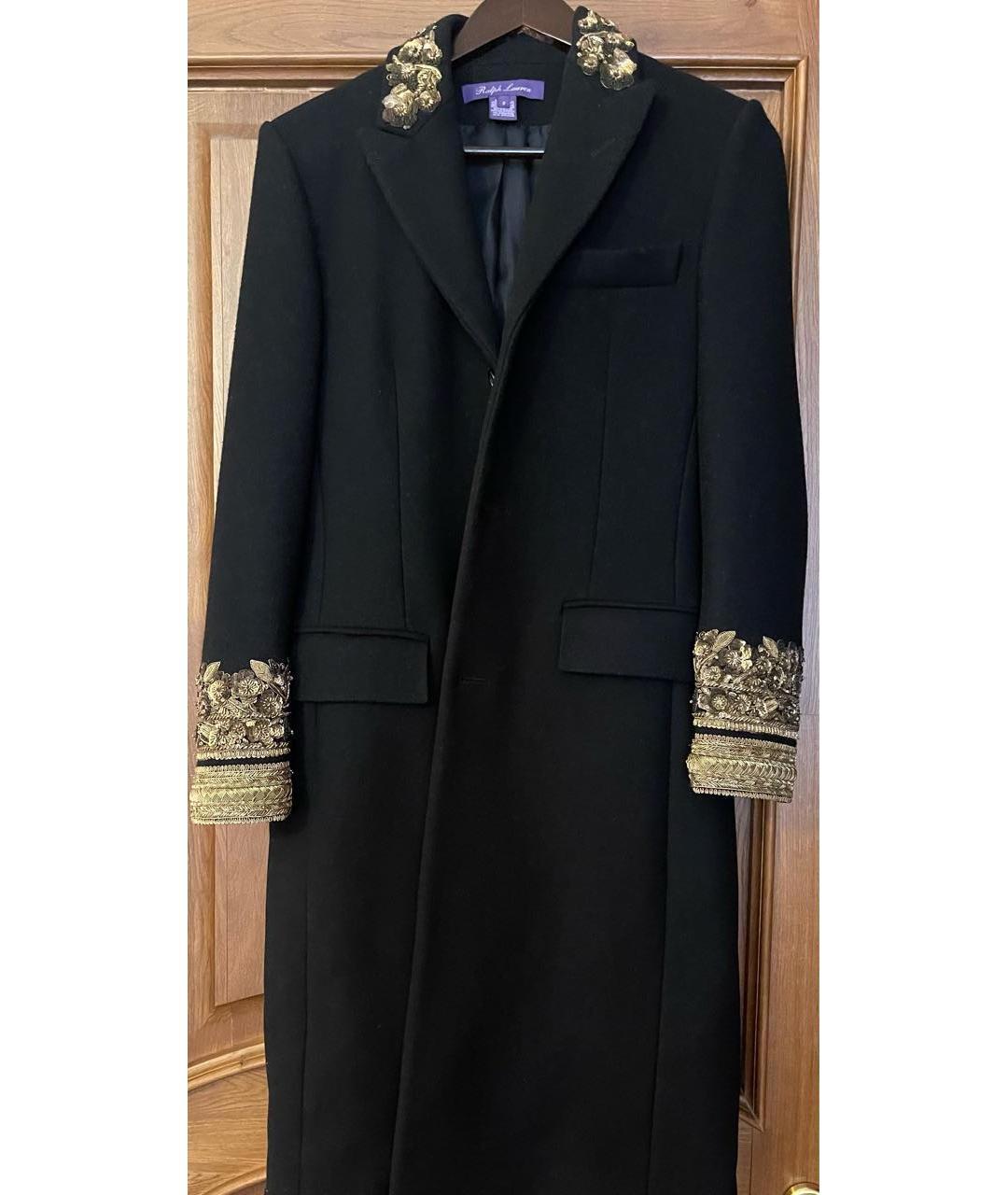 RALPH LAUREN PURPLE LABEL Черное шерстяное пальто, фото 3