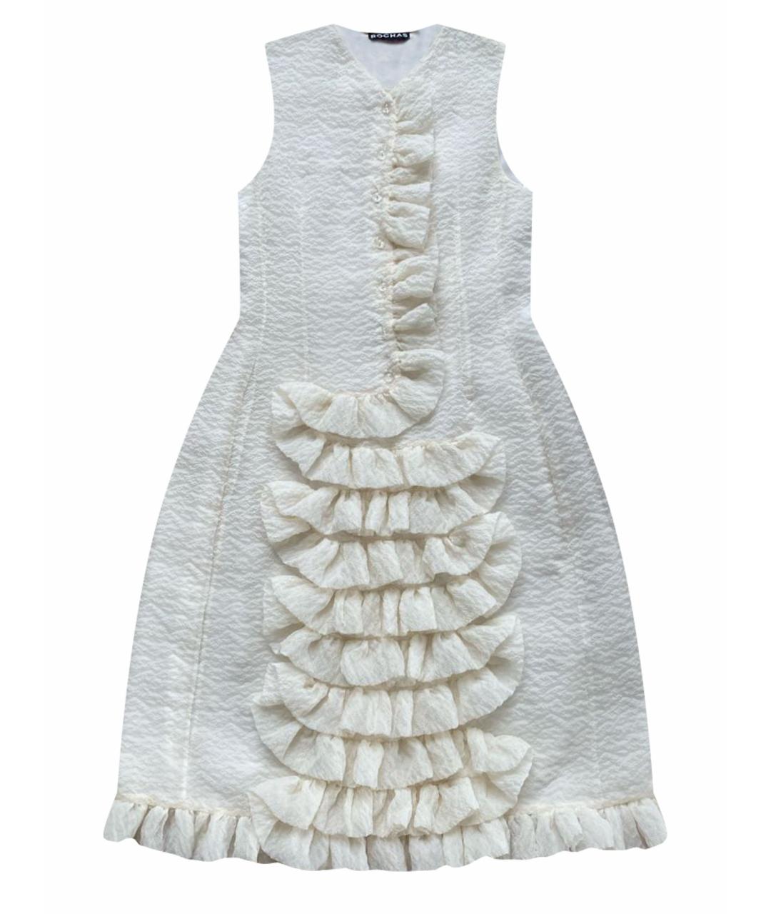 ROCHAS Белое шелковое коктейльное платье, фото 1