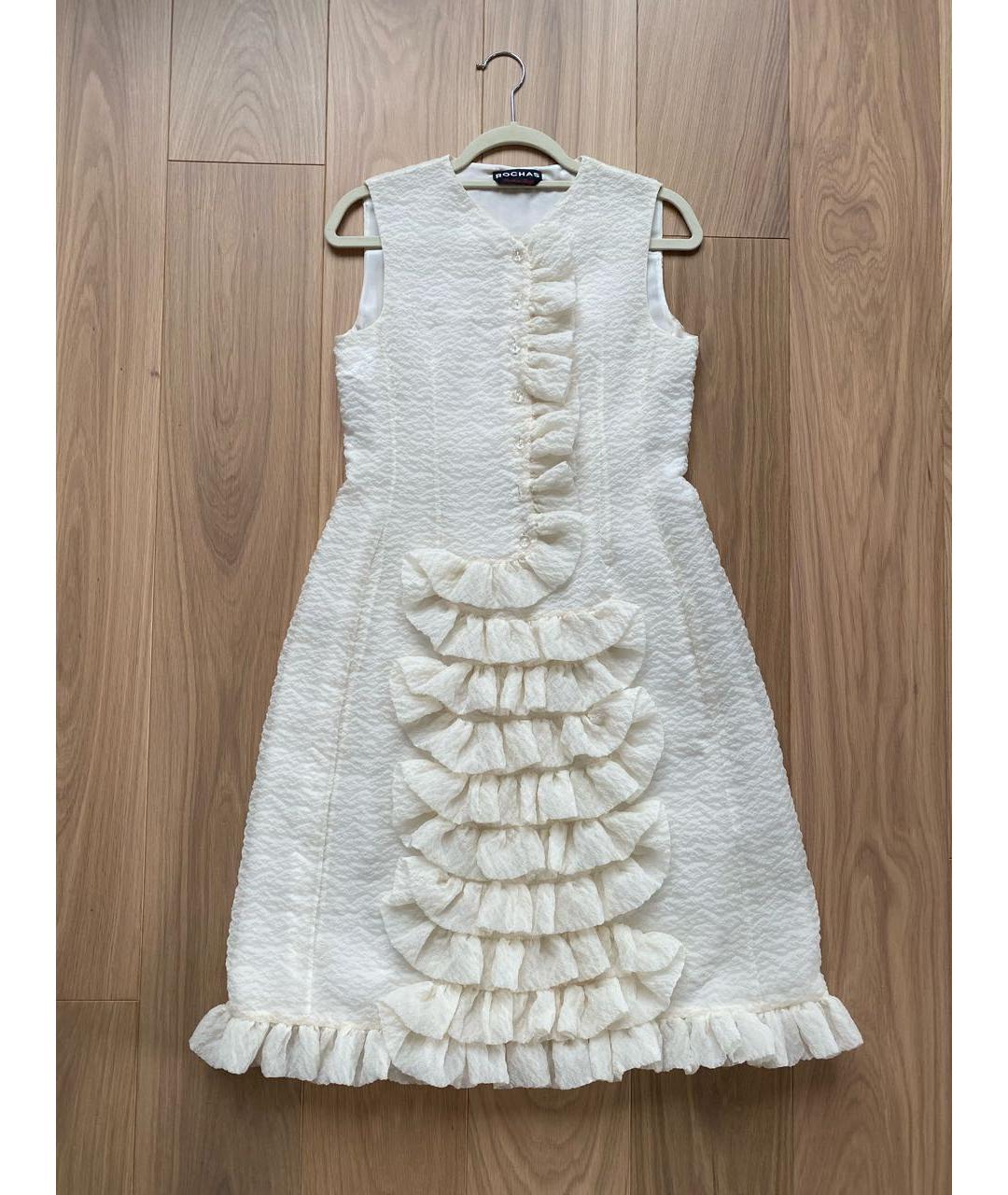 ROCHAS Белое шелковое коктейльное платье, фото 8