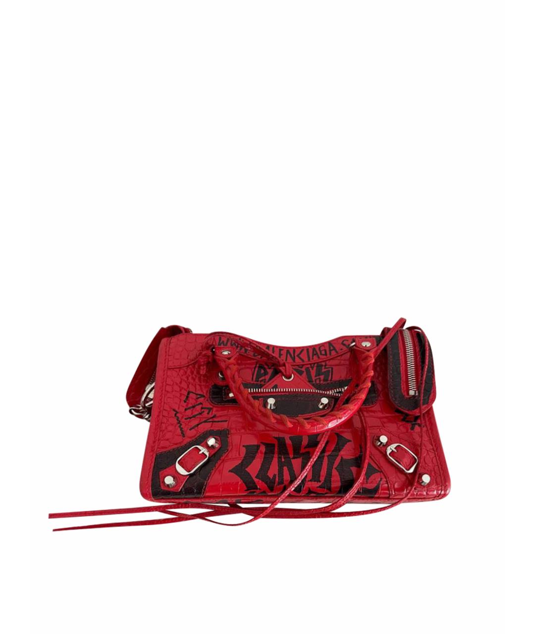 BALENCIAGA Красная сумка с короткими ручками из экзотической кожи, фото 1