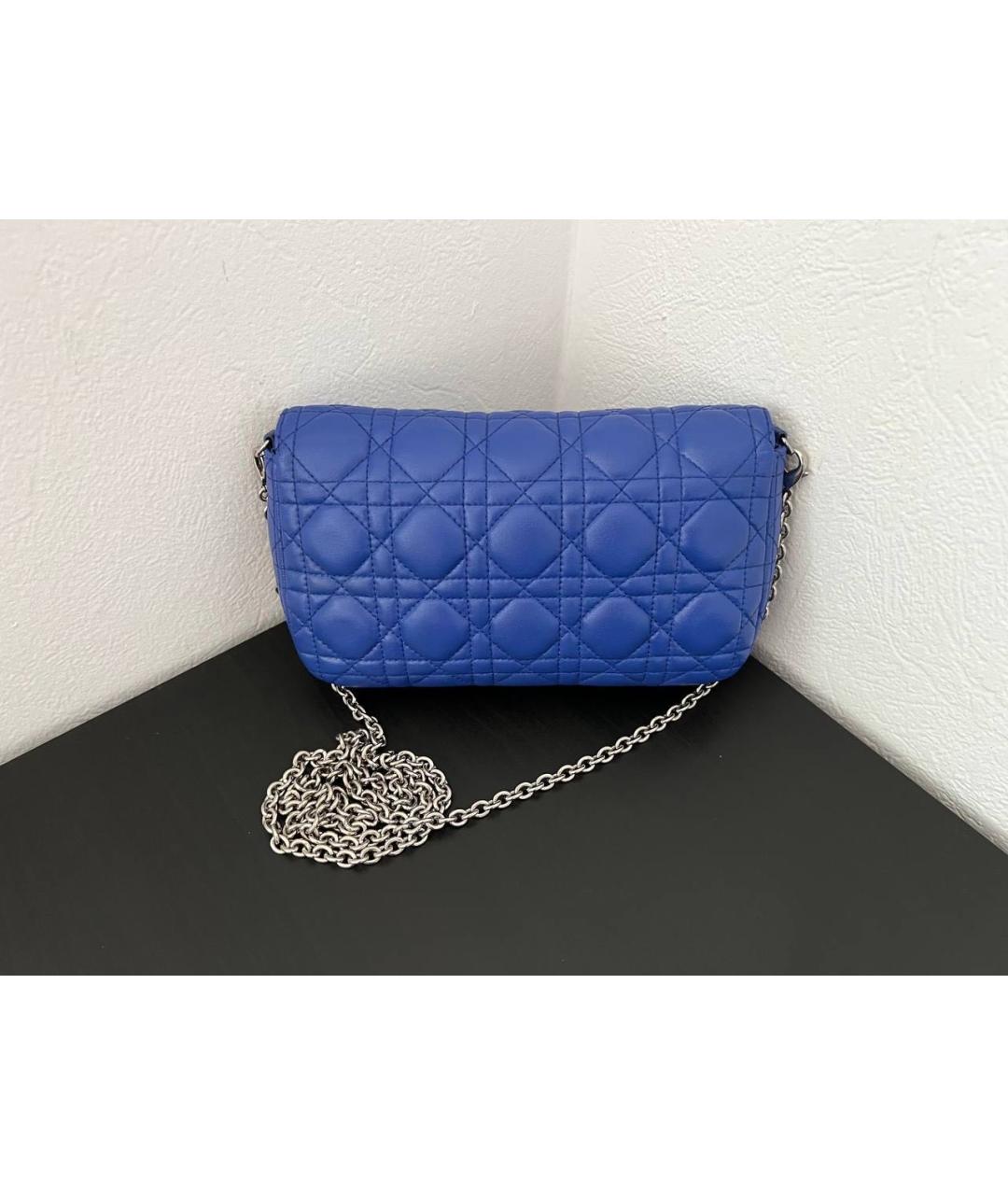 CHRISTIAN DIOR Синяя кожаная сумка через плечо, фото 3