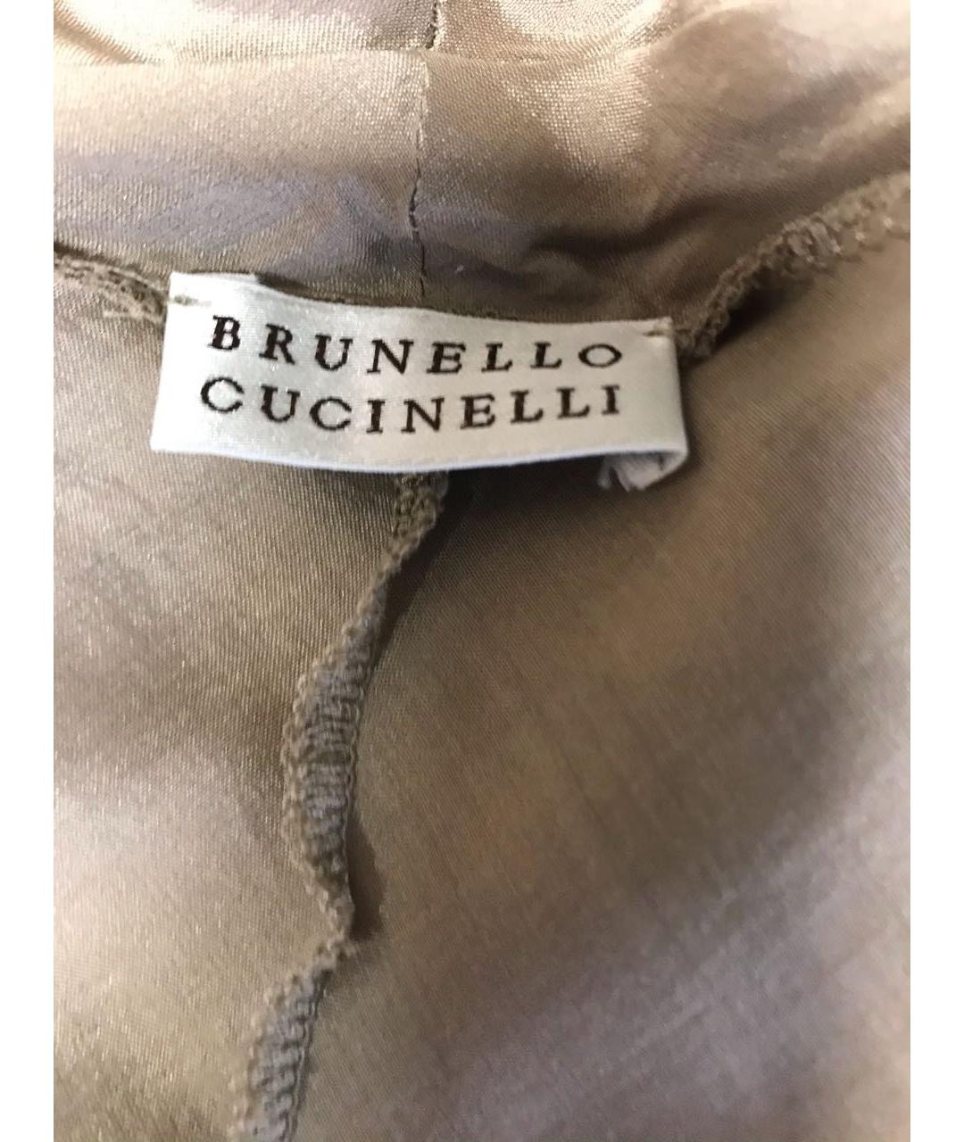 BRUNELLO CUCINELLI Бежевое шелковое повседневное платье, фото 6