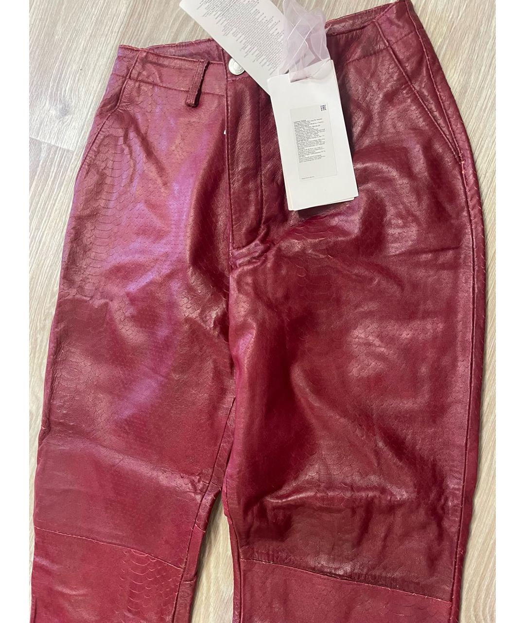 GIAMBATTISTA VALLI Красные кожаные прямые брюки, фото 6