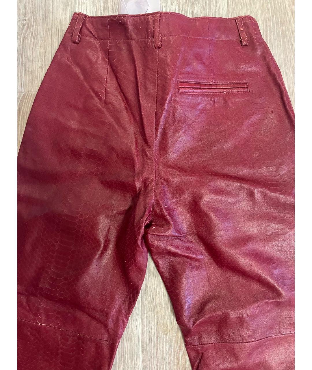 GIAMBATTISTA VALLI Красные кожаные прямые брюки, фото 5