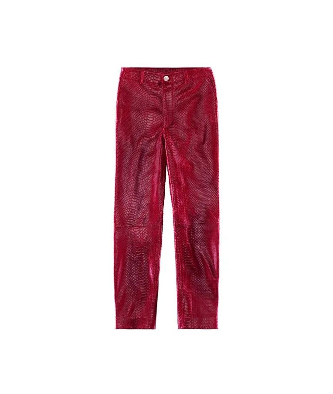 GIAMBATTISTA VALLI Красные кожаные прямые брюки, фото 8