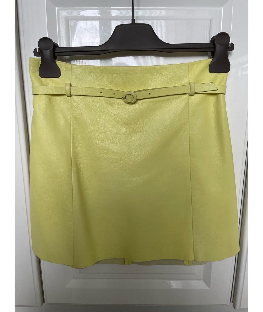 DROME Желтая кожаная юбка мини, фото 8