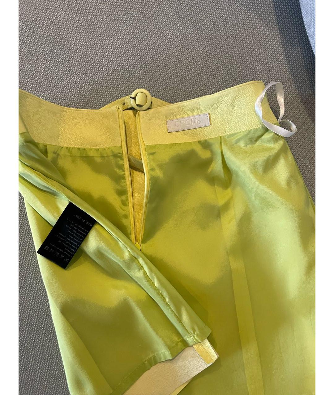 DROME Желтая кожаная юбка мини, фото 3