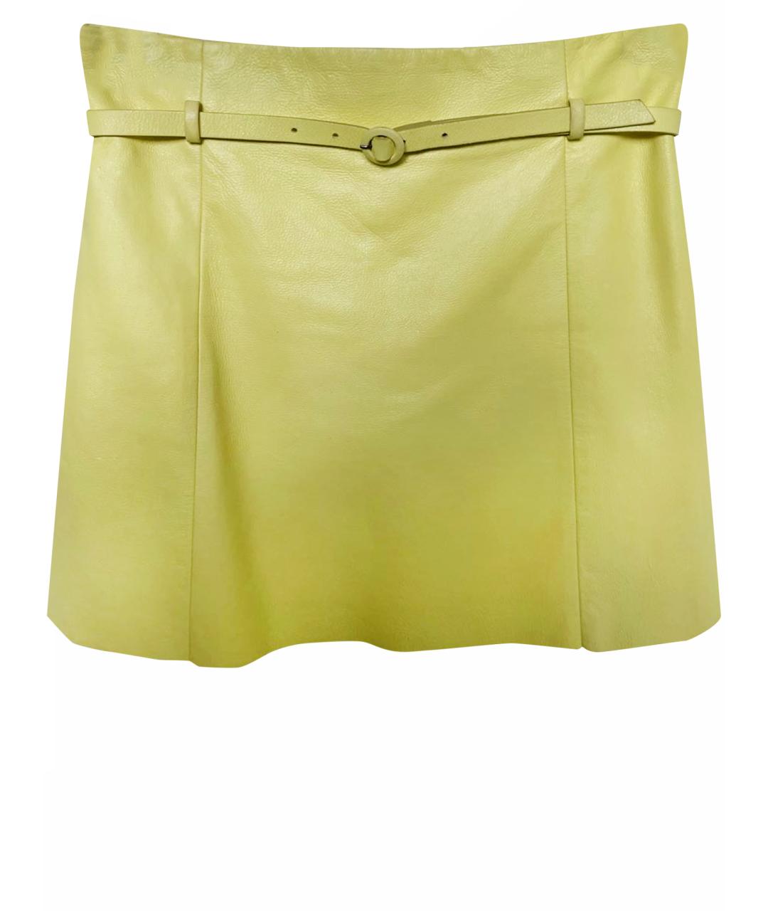 DROME Желтая кожаная юбка мини, фото 1