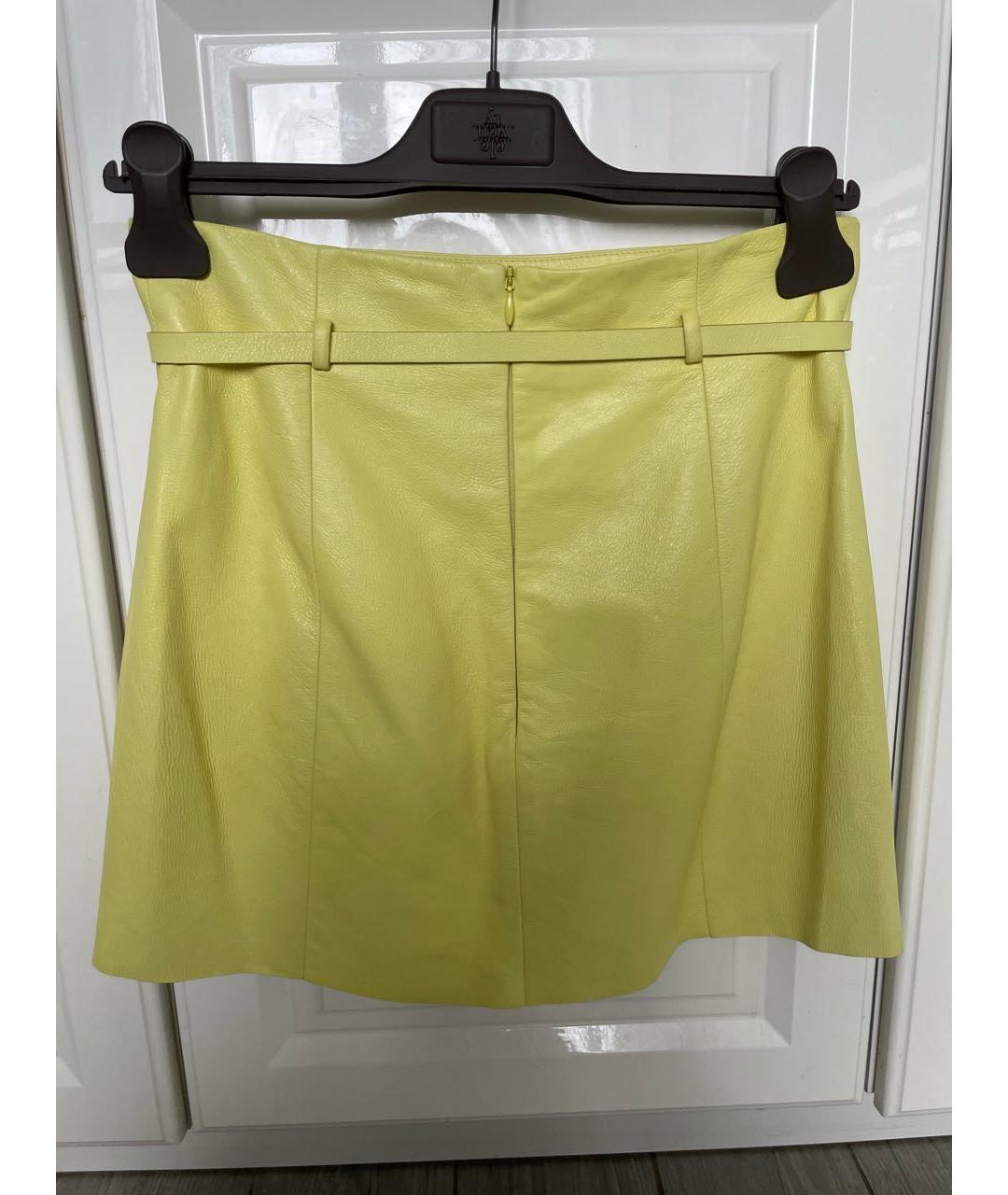 DROME Желтая кожаная юбка мини, фото 2