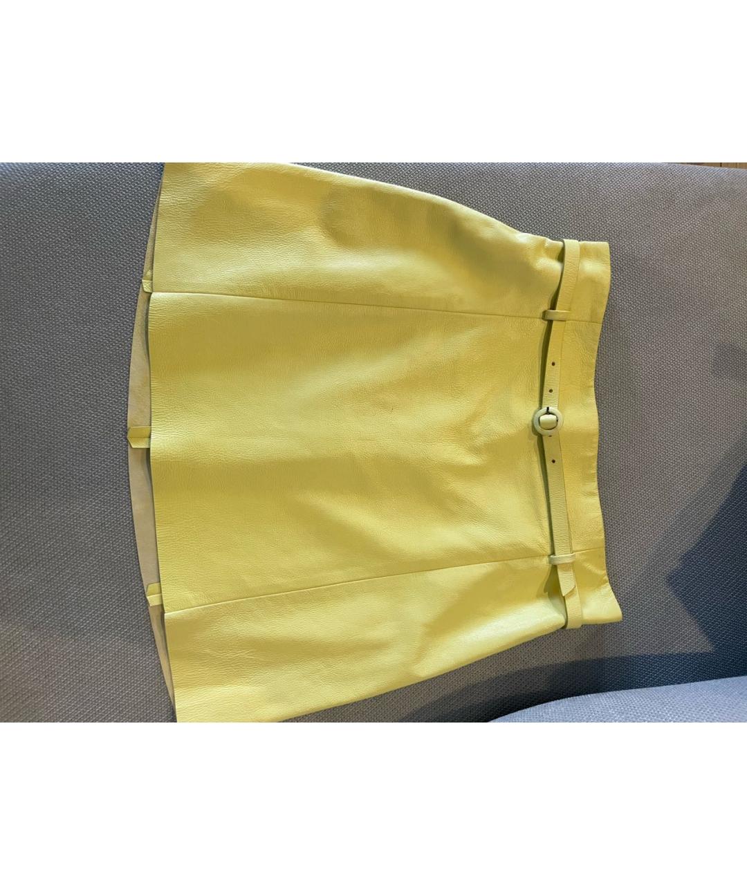 DROME Желтая кожаная юбка мини, фото 4