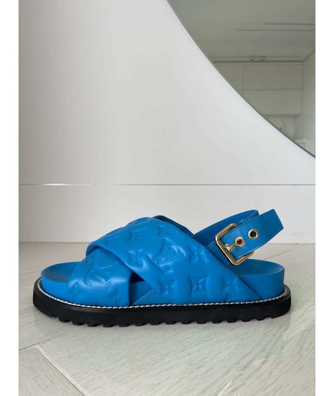 LOUIS VUITTON PRE-OWNED Голубые кожаные сандалии, фото 9