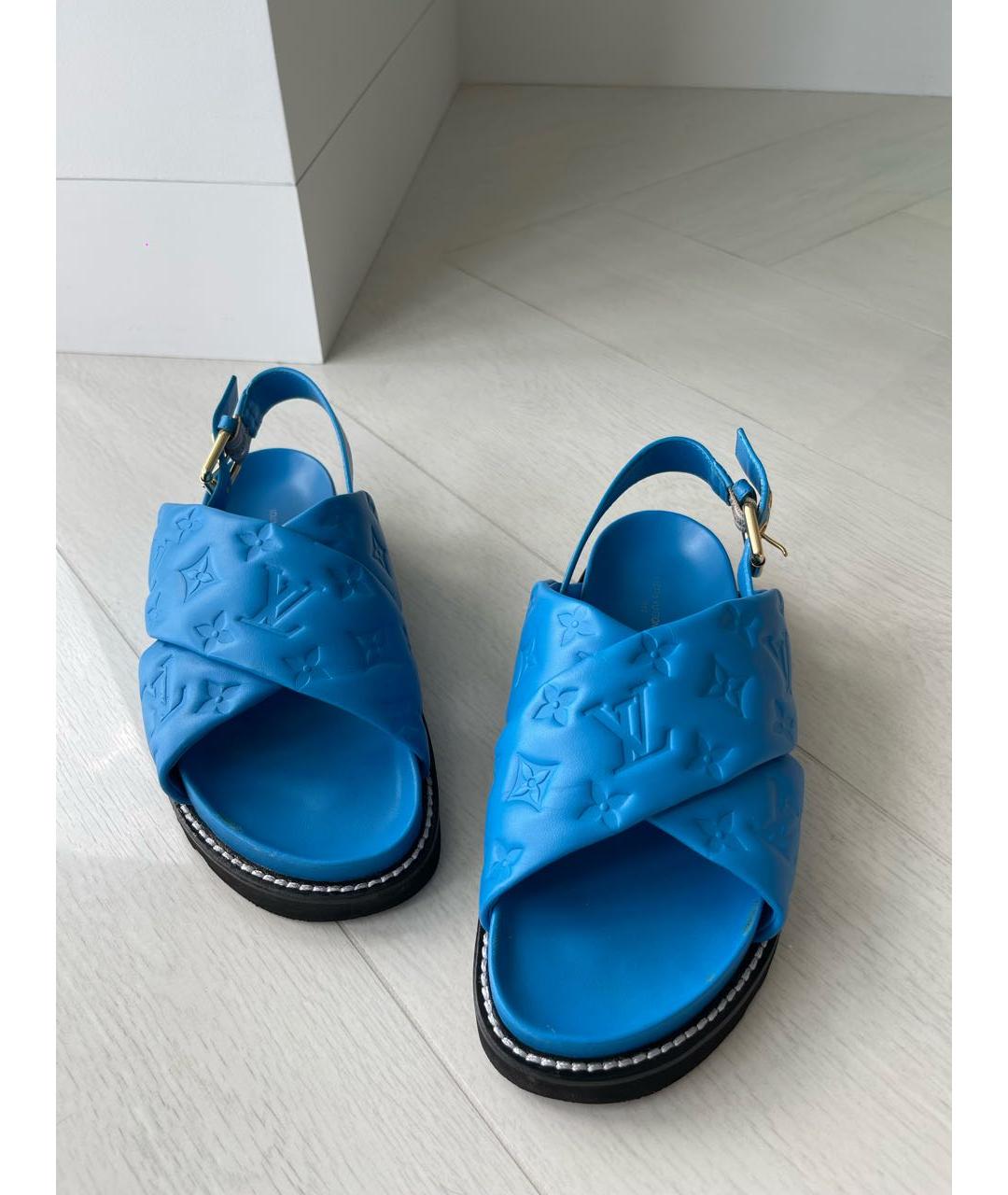 LOUIS VUITTON PRE-OWNED Голубые кожаные сандалии, фото 3