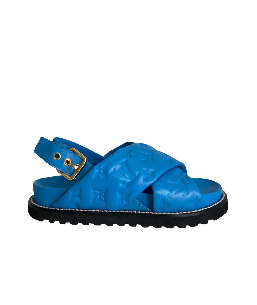 LOUIS VUITTON PRE-OWNED Голубые кожаные сандалии, фото 1