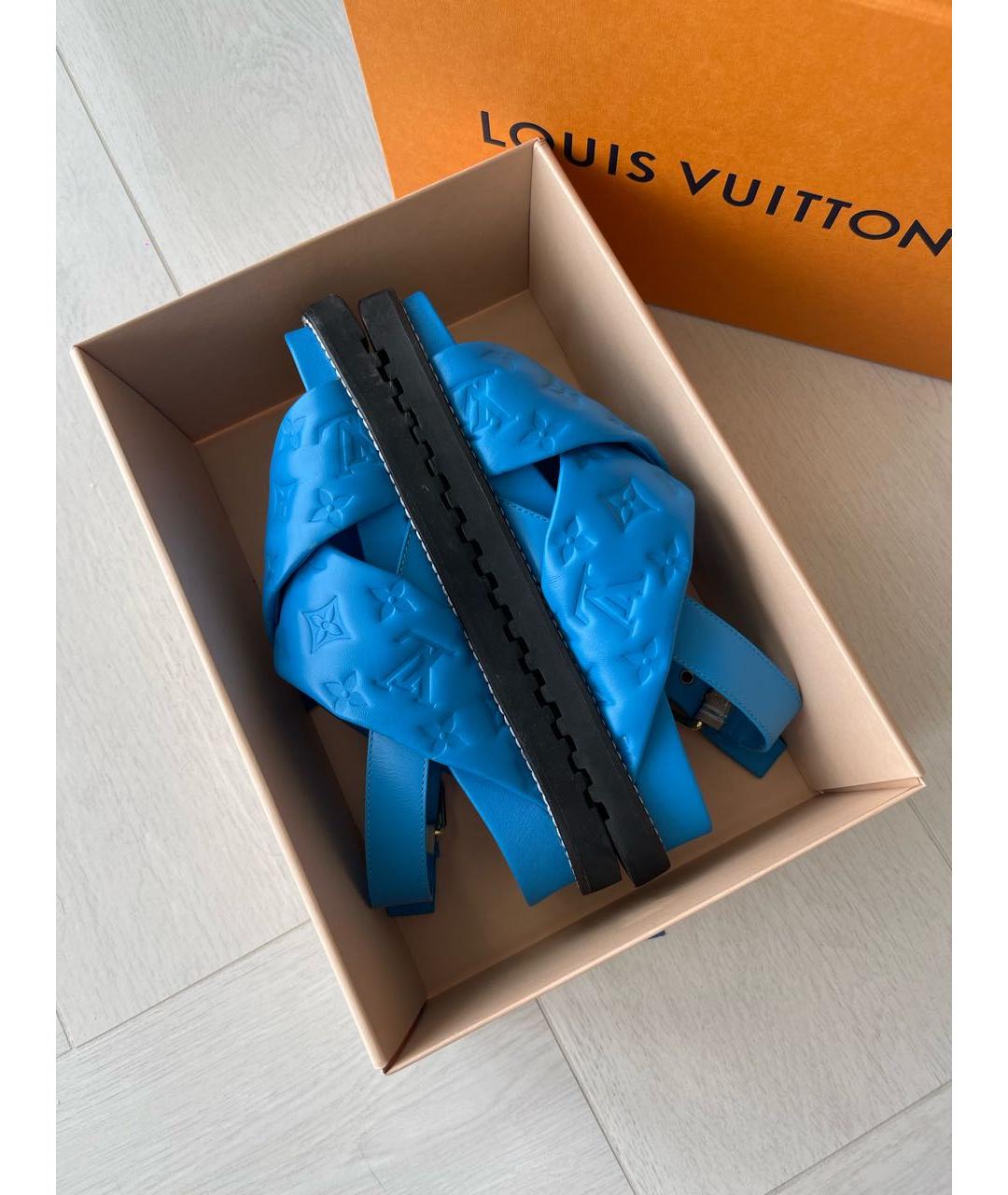 LOUIS VUITTON Голубые кожаные сандалии, фото 8