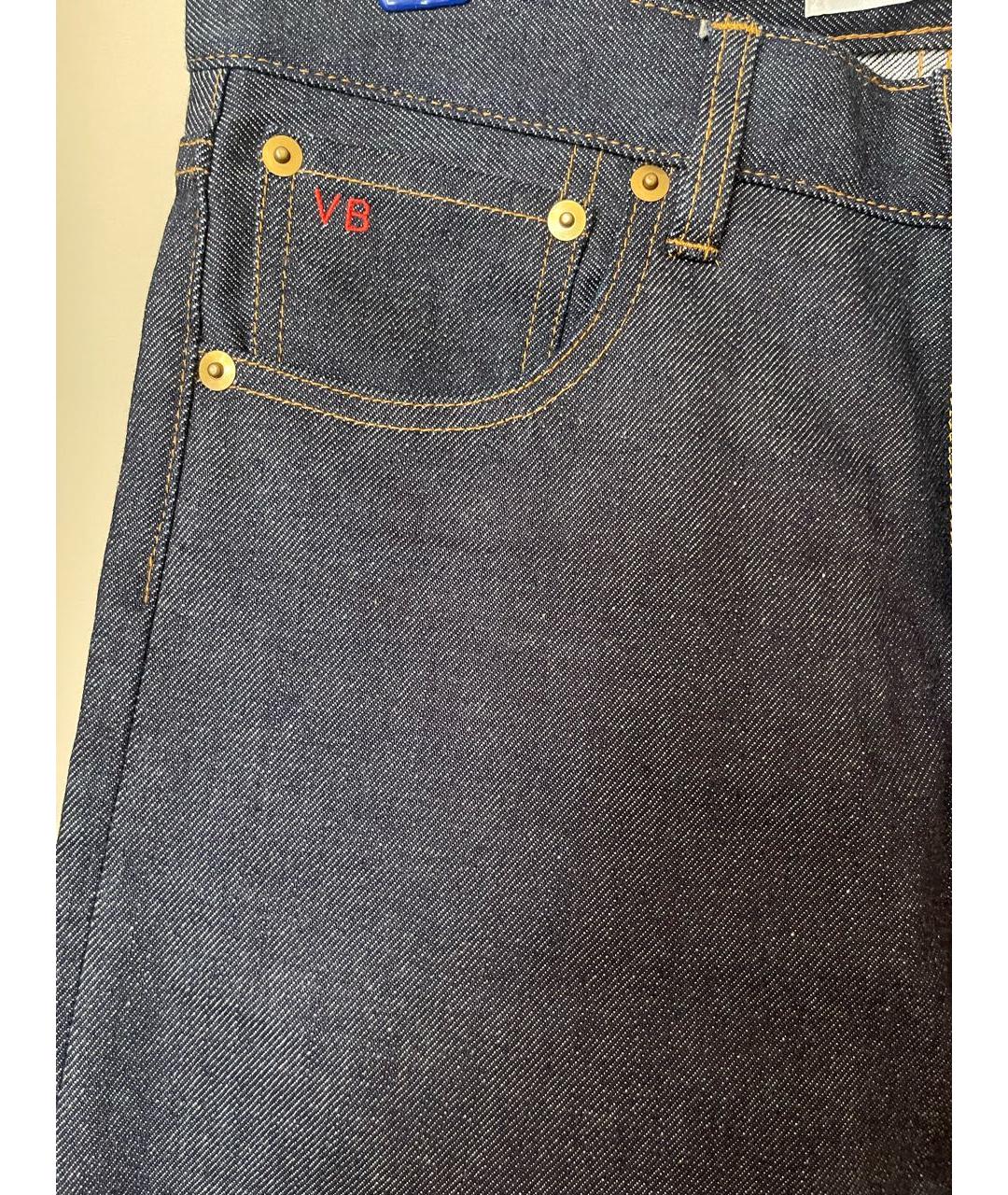 VICTORIA BECKHAM Темно-синие хлопковые прямые джинсы, фото 3